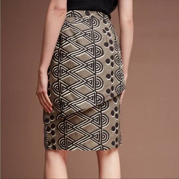 ⛔️SOLD⛔️Anthropologie Maeve Edessa Linen Brown Tribal Print Sarong Wrap Skirt Si - Picture 5 of 12